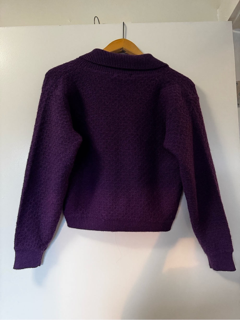 Birds of North America Chat Purple Chunky Knit Collared Cardigan Sweater medium - Picture 6 of 9